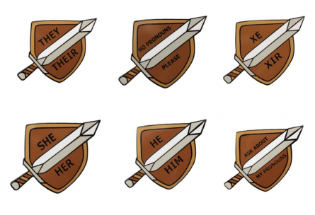 Sword and Shield Pronoun Pins